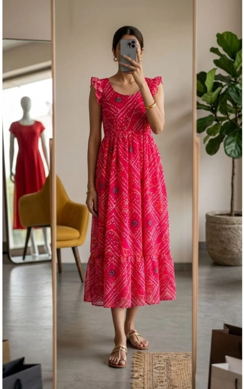 Dark Pink Floral Printed Sleeveless Flared Maxi Dress